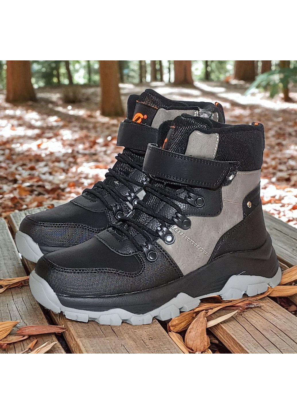 Зимові черевики на овчині для хлопчика, дутики на липучках для хлопчика, зимові хайтопи для підлітка Клібі Clibee (367020262)