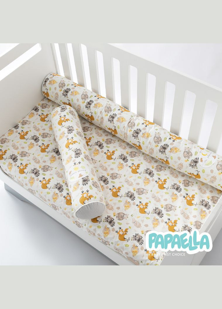 Захисні бортики-валики у дитяче ліжечко 2 шт ТM 60х15 см, 120х15 см бавовна обіймашки/сіра смужка (8-34533*005) PAPAELLA (313594480)