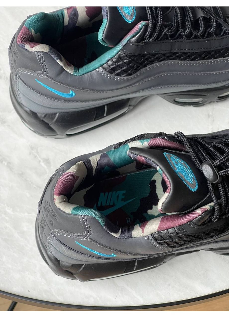 Темно-серые всесезонные кроссовки мужские nike air max 95 sp corteiz aegean storm gray black | найк аир макс 95 сп серые черные No Brand