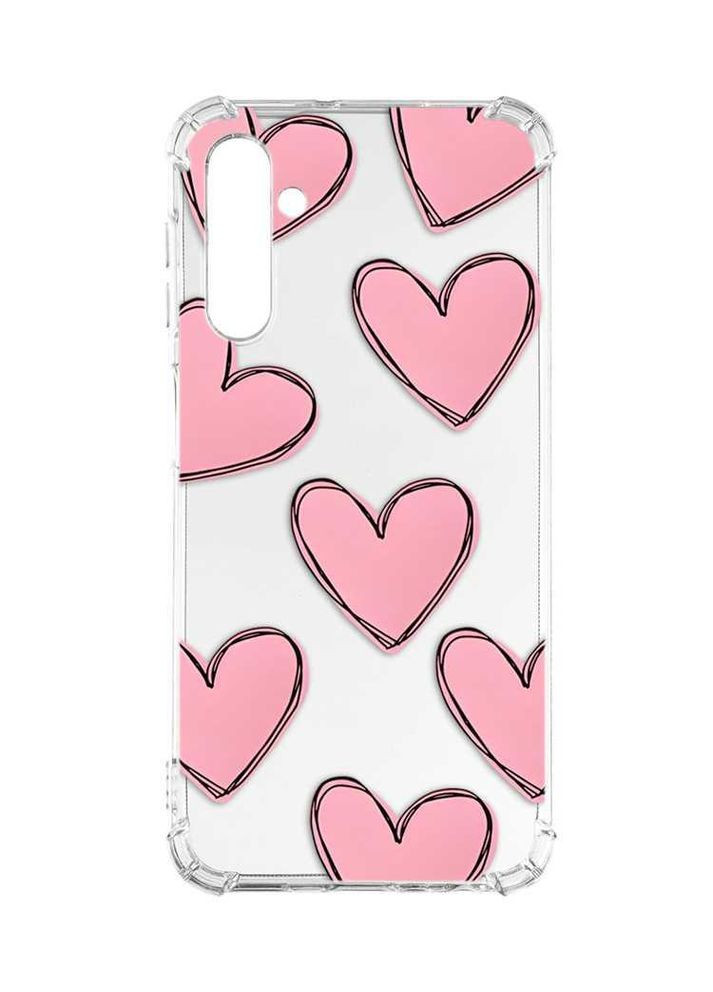 Чехол с утолщенными углами на Samsung Galaxy A24 (A245) 4G:: Сердечка розовые (принт 78) Creative (360678670)