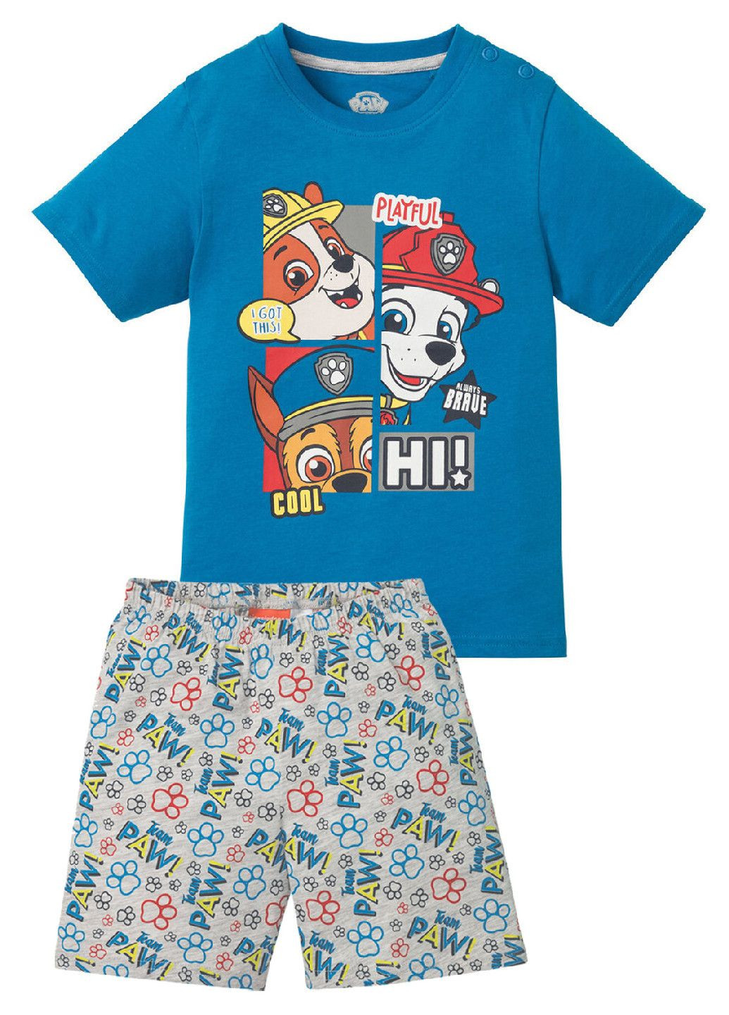 Синяя всесезон пижама для мальчика футболка + шорты Lupilu