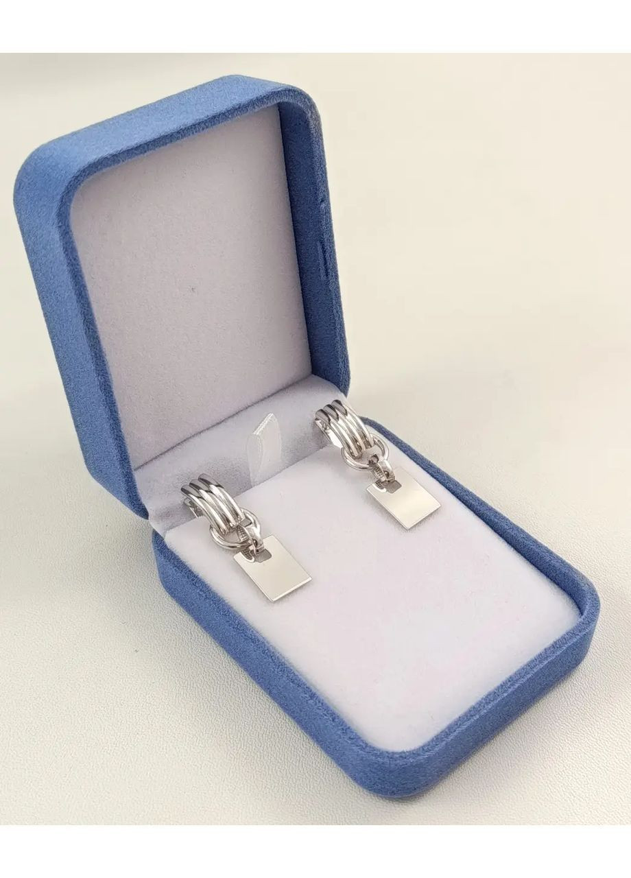 Сережки-підвіски із білого золота 585 проби без вставок С06613 Shatlen Сережки (362947434)