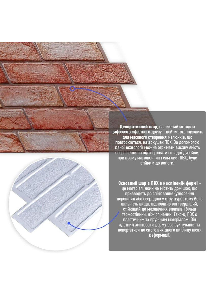 Декоративна ПВХ панель 960х480х4мм Коричнево-рожева цегла SW-00001426 Sticker Wall (330608612)