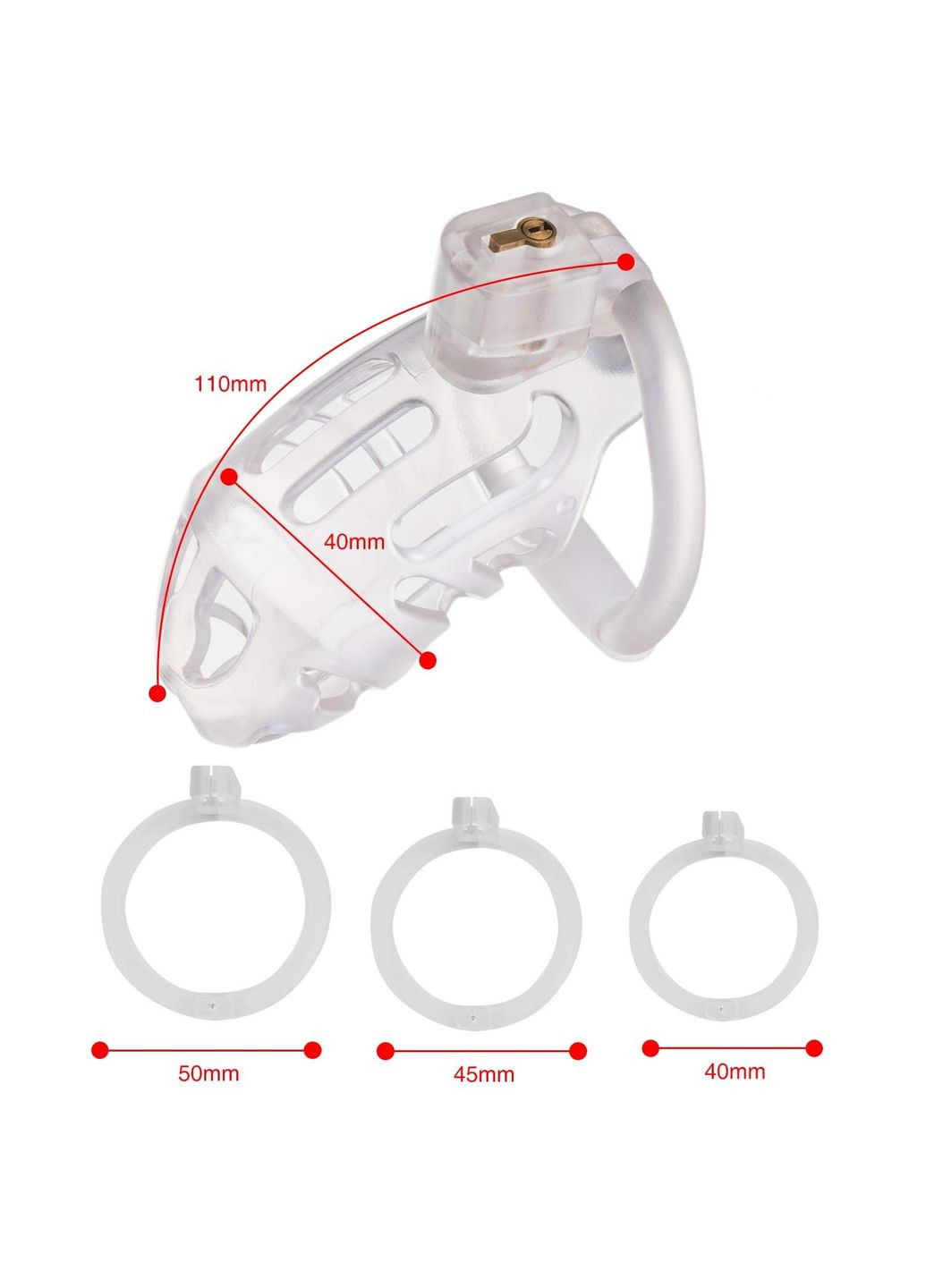 Клетка для пениса SEVANDA Plastic Penis Chastity Cage - Transparent Lockink (335387214)