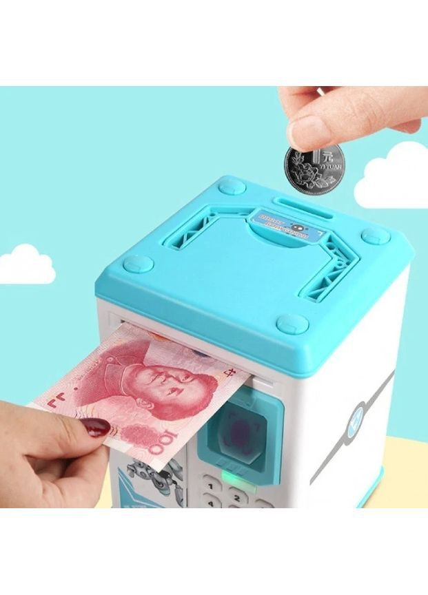 Сейф Робот копилка детская Robot Bodyguard с отпечатком пальца, музыкальная Голубая No Brand (369656861)