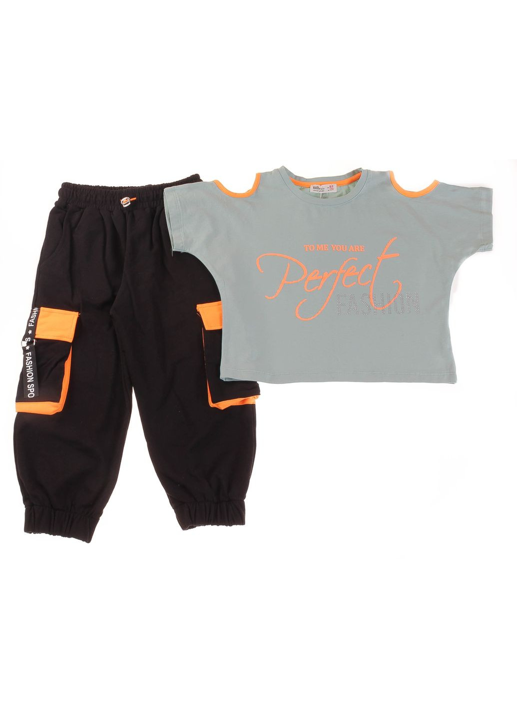 Зелений літній футболка + бриджі 5064 мятний і чорний Smile