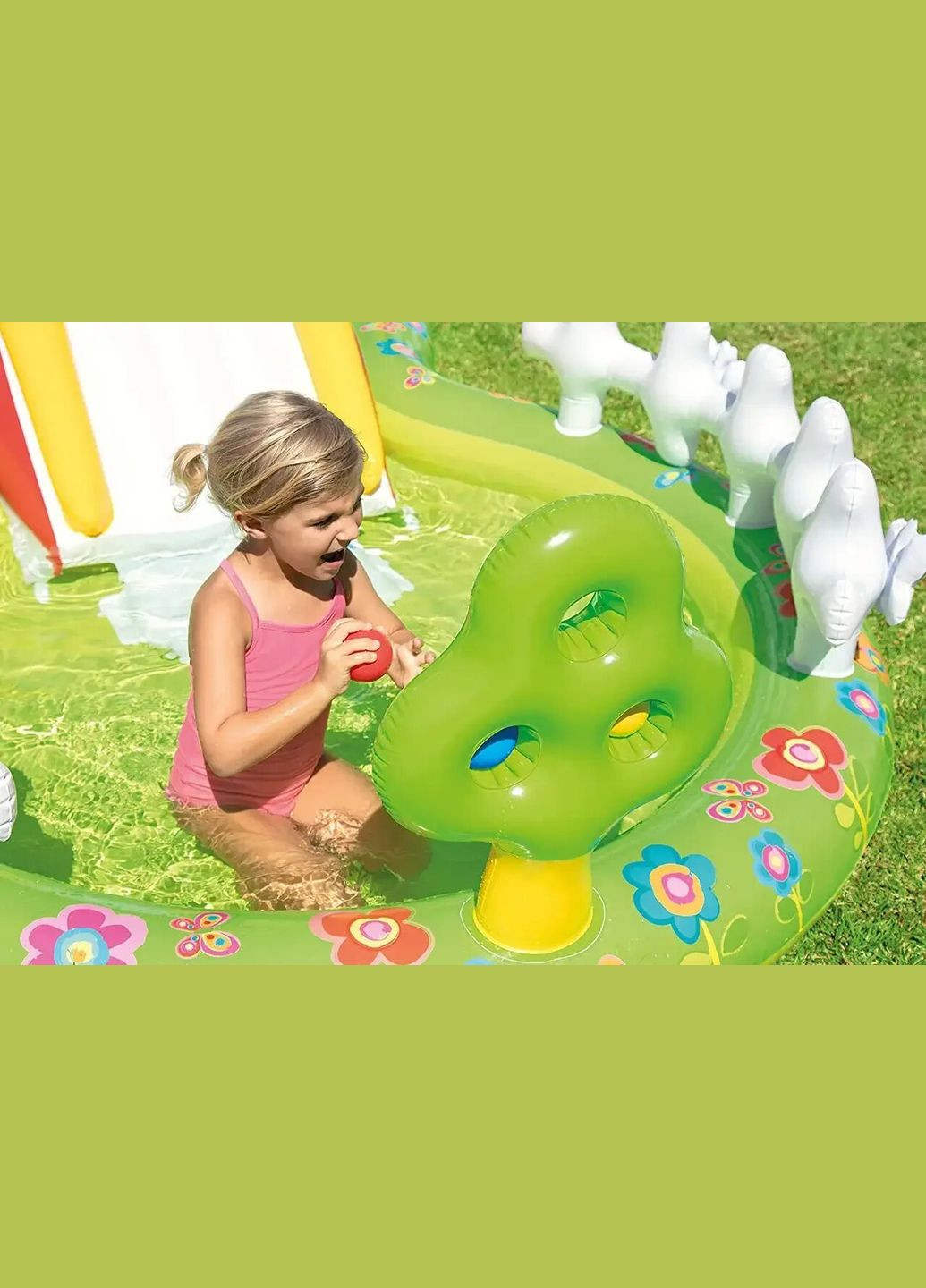 Надувной игровой центр 57154 «Мой сад», 290 х 180 х 104 см, с надувными игрушками, фонтаном и горкой Intex (297516857)