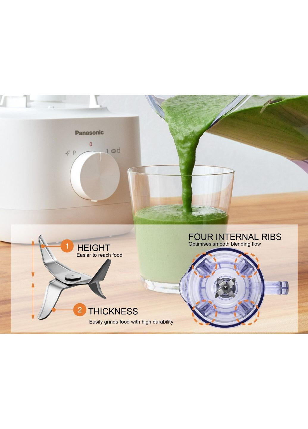 Блендер MX-EP3111WTQ стаціонарний, 450Вт, чаша-1350мл, млин., для спецій, Panasonic (362712603)