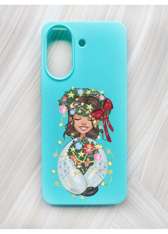 Матовий бірюзовий чохол на Xiaomi Redmi 13C / Poco C65 Українка у зимовому вінку (принт 193) Creative (362968444)