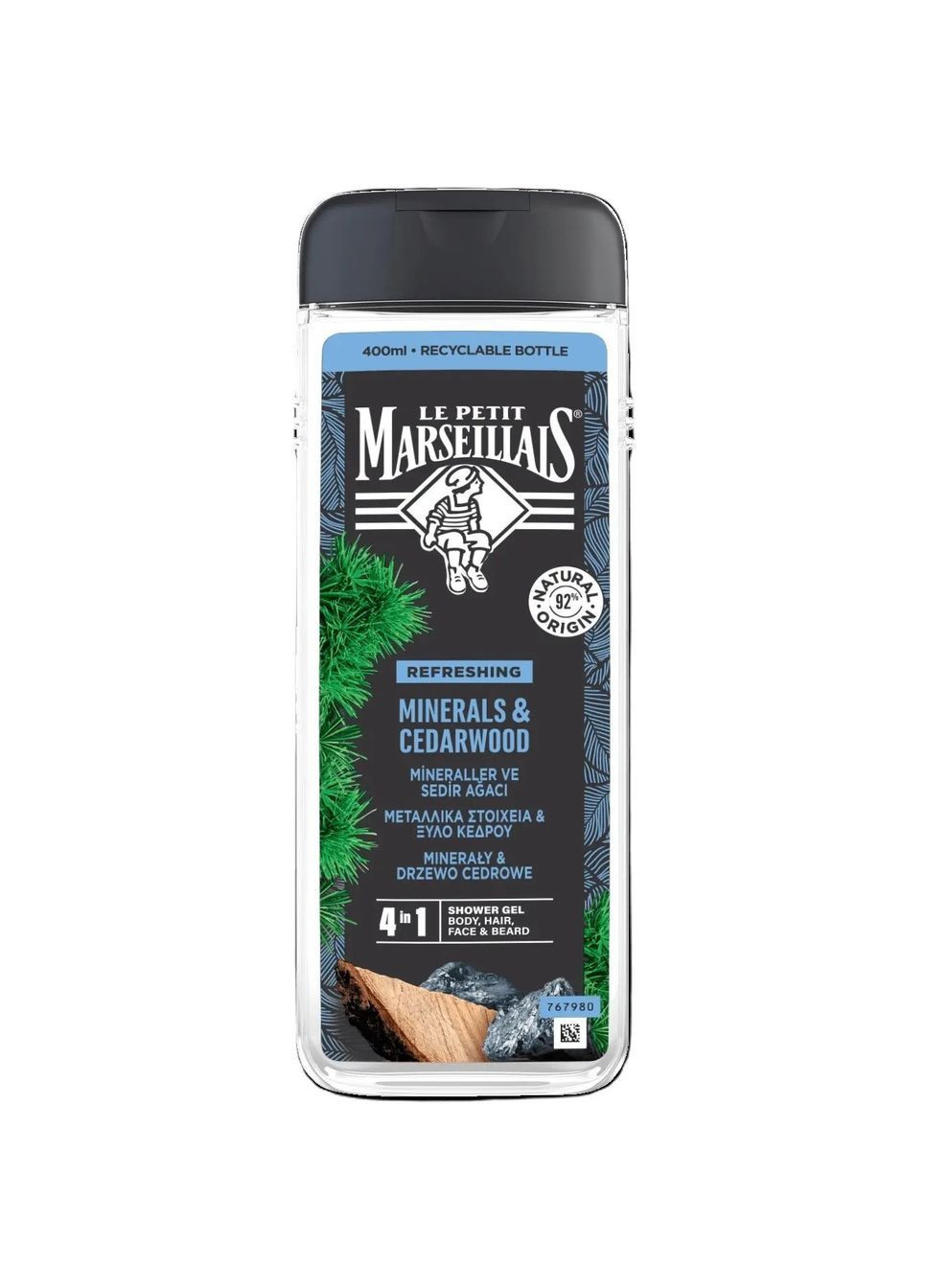 Гель-шампунь для чоловіків 3в1 Кедр та Мінерали, 400 мл Le Petit Marseillais (370499104)