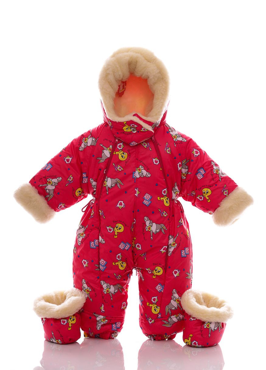 Комбінезон Трансформер на хутро для дівчинки з принтом Твіті малиновий 86 см (50736) BABYKROHA (297197514)