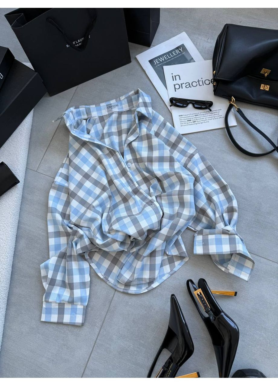 Сорочка в клітинку з костюмної тканини — стиль і комфорт щодня 💥 ЗАМІРИ В ОПИСІ Vione (367077239)