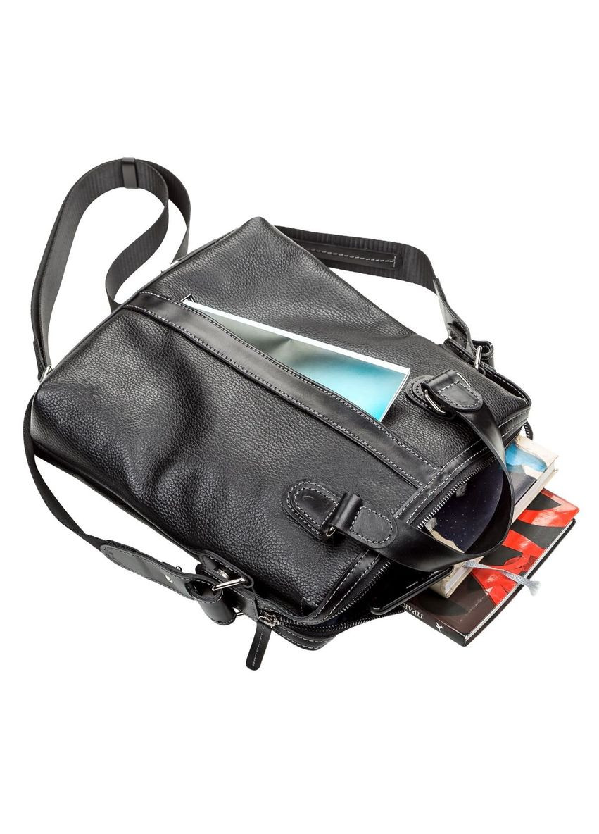 Чоловіча ділова сумка через плече із натуральної шкіри з кишенями чорна (sku_11114) No Brand (328922500)