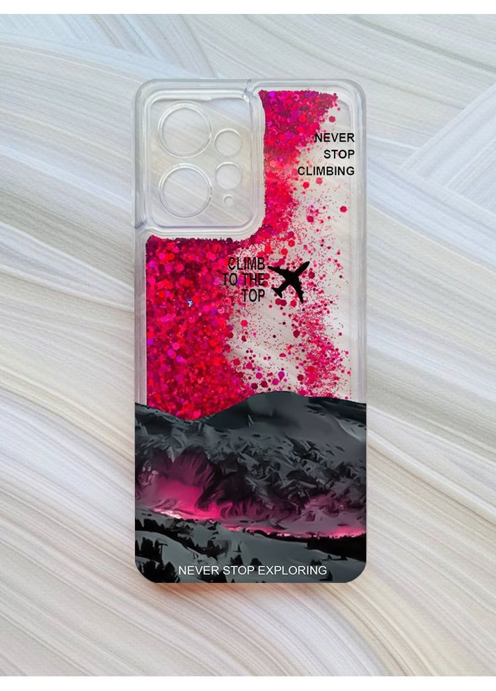 Чохол з плаваючими рожевими блискітками на Xiaomi Redmi Note 12 4G Піднімись на вершину (принт 419) Creative (370169738)