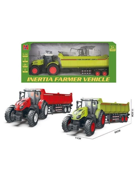 Трактор с прицепом спецтехника 99-55 D масштаб 1:14, металлопластик, подсветка, звуки АВТОПРОМ (363838752)