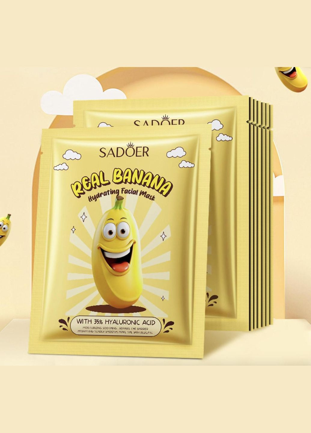 Маска для обличчя з бананом Banana Hydrating Hyaluronic Acid Mask 25 г SADOER (335057217)