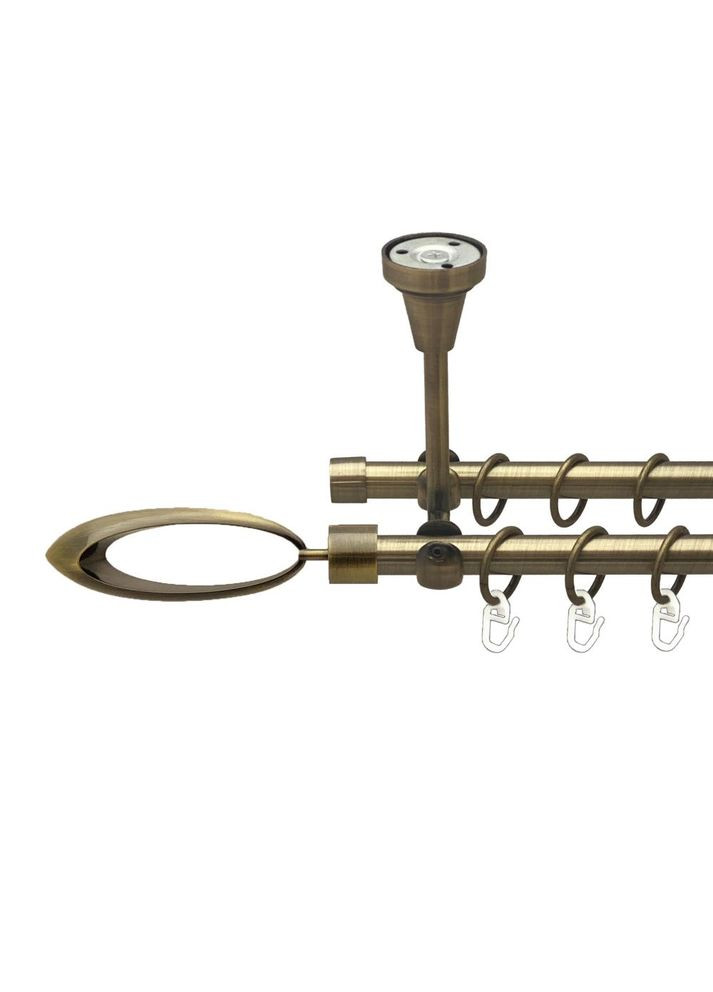 Карниз Венеція металевий дворядний відкритий до стелі гладка труба Антик 16\16 мм 300 см (00-00016874) ORVIT (300280860)