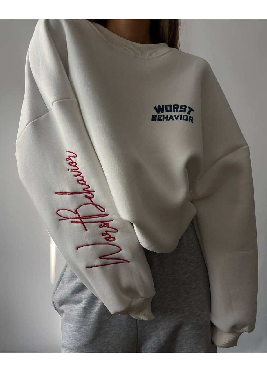 Молочний світшот жіночий стильний — замір в описі Vione малюнок без декору (368708844)