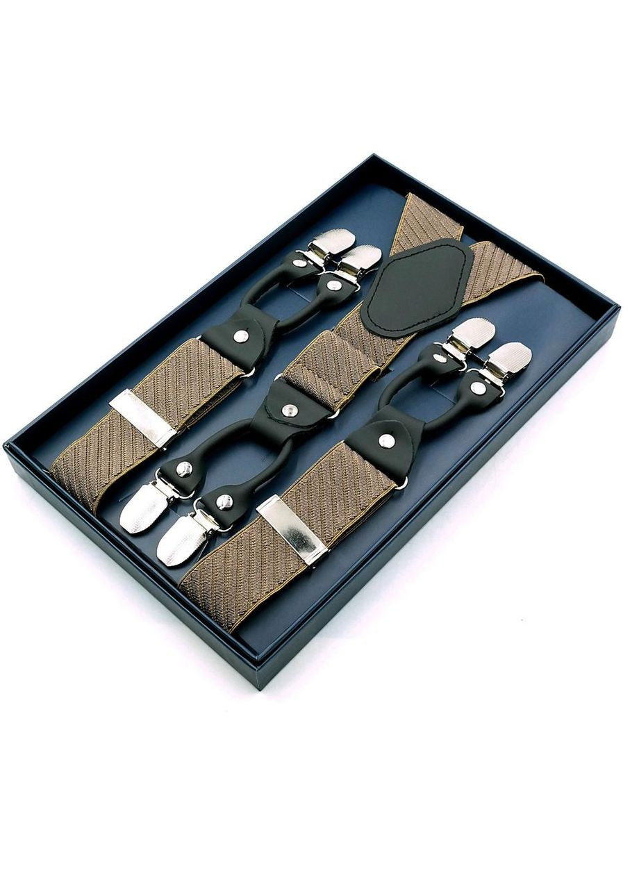 Подтяжки Бежевые Y-образные с металлическими зажимами для мужчин и женщин повседневные и вечерние ProDobro (364672057)