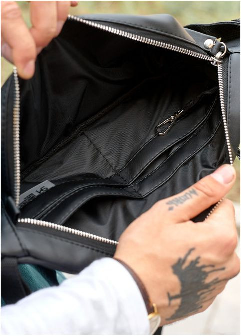 Мужская сумка бананка на пояс из экокожи Черная (847036414) Sambag (361244887)