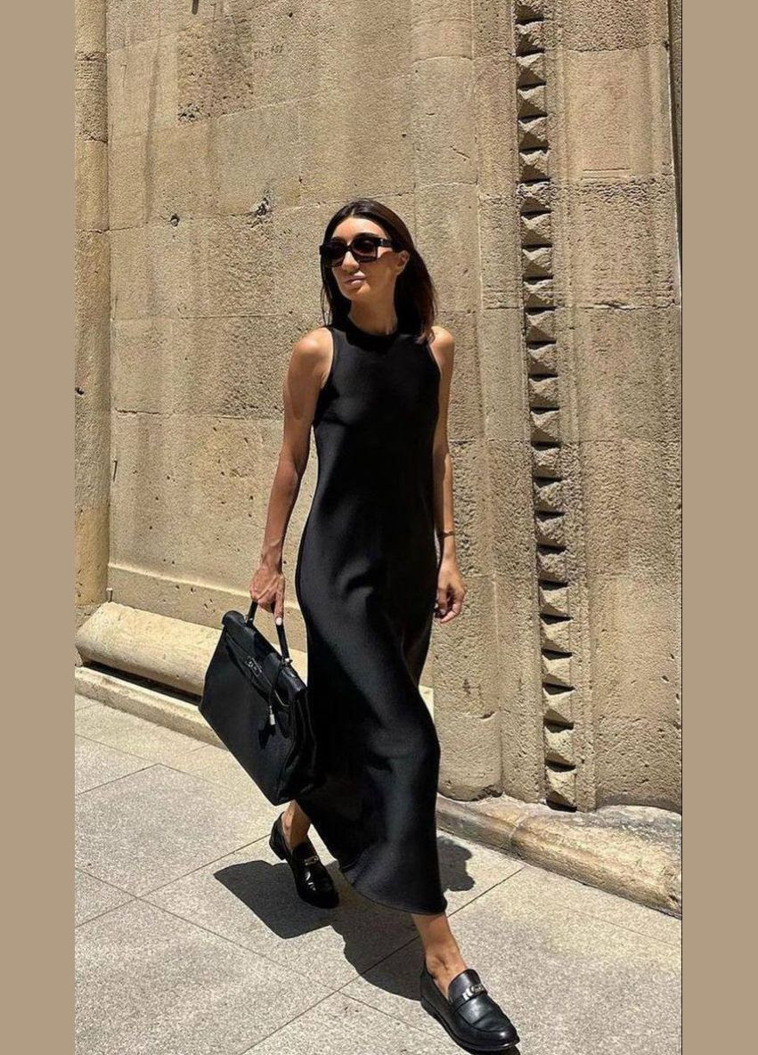 Черное вечернее платье женское Гермес однотонное