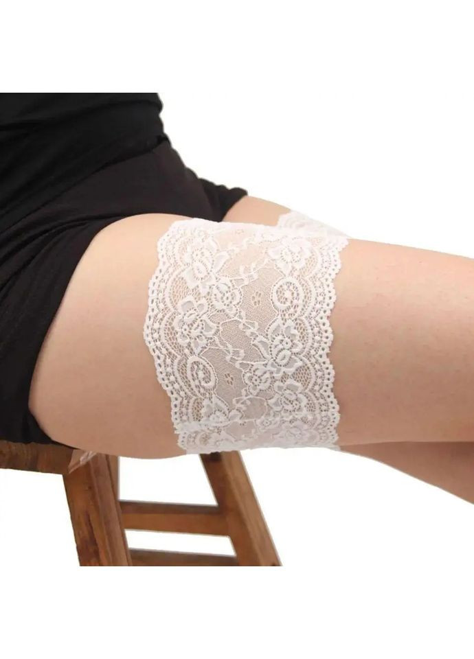 Невесомые повязки против натирания бедер, Кружевные женские бандалетки на силиконе, Полоски от натирания No Brand пов’язки проти натирання стегон білі (360428667)