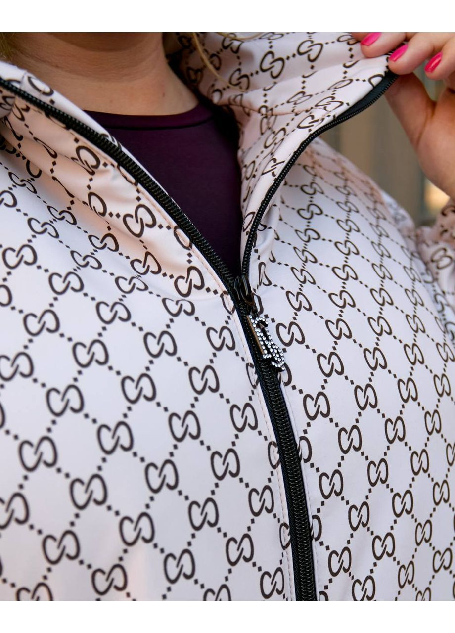 Бежева демісезонна куртка жіноча демісезонна з принтом No Brand