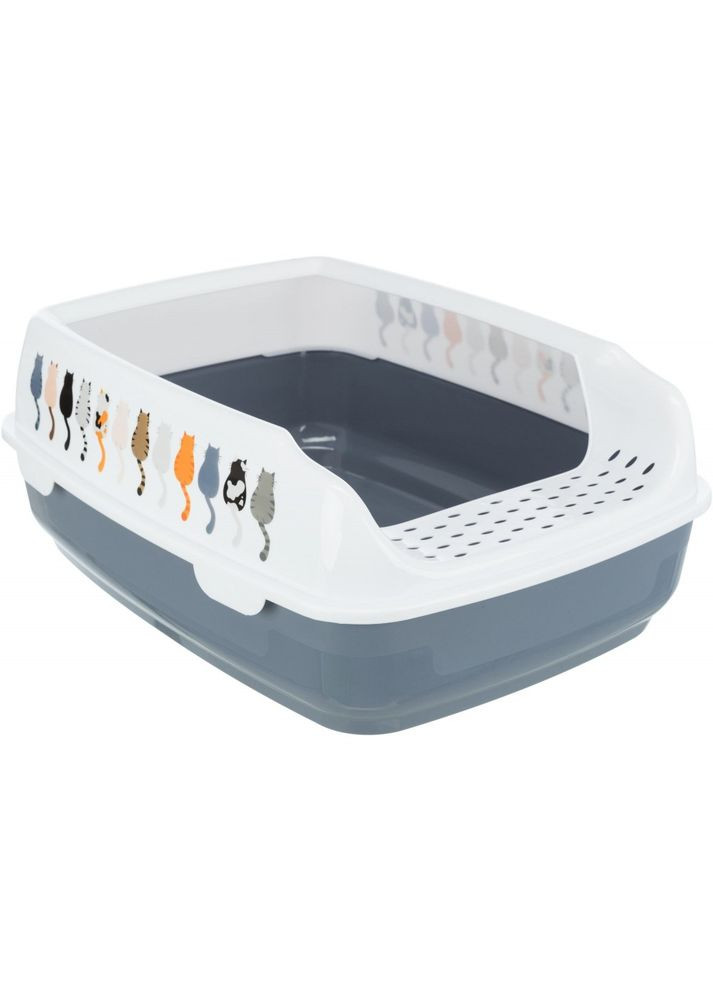 Туалет Delio для кошек, с рамкой, серый/белый, 38х20х50 см (пластик) Trixie (362701222)