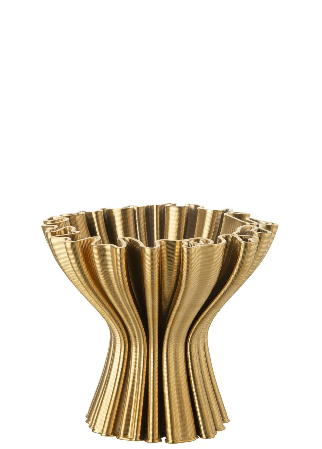 Ваза фарфорова фігурної форми золотого кольору висота 22 см (58249) J-Line (353370761)