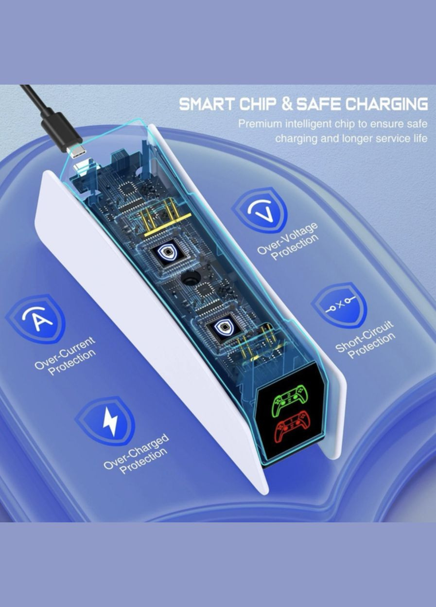 Зарядное устройство для DualSense док-станція PlayStation 5 PS5 Білий BEBONCOOL (338228732)