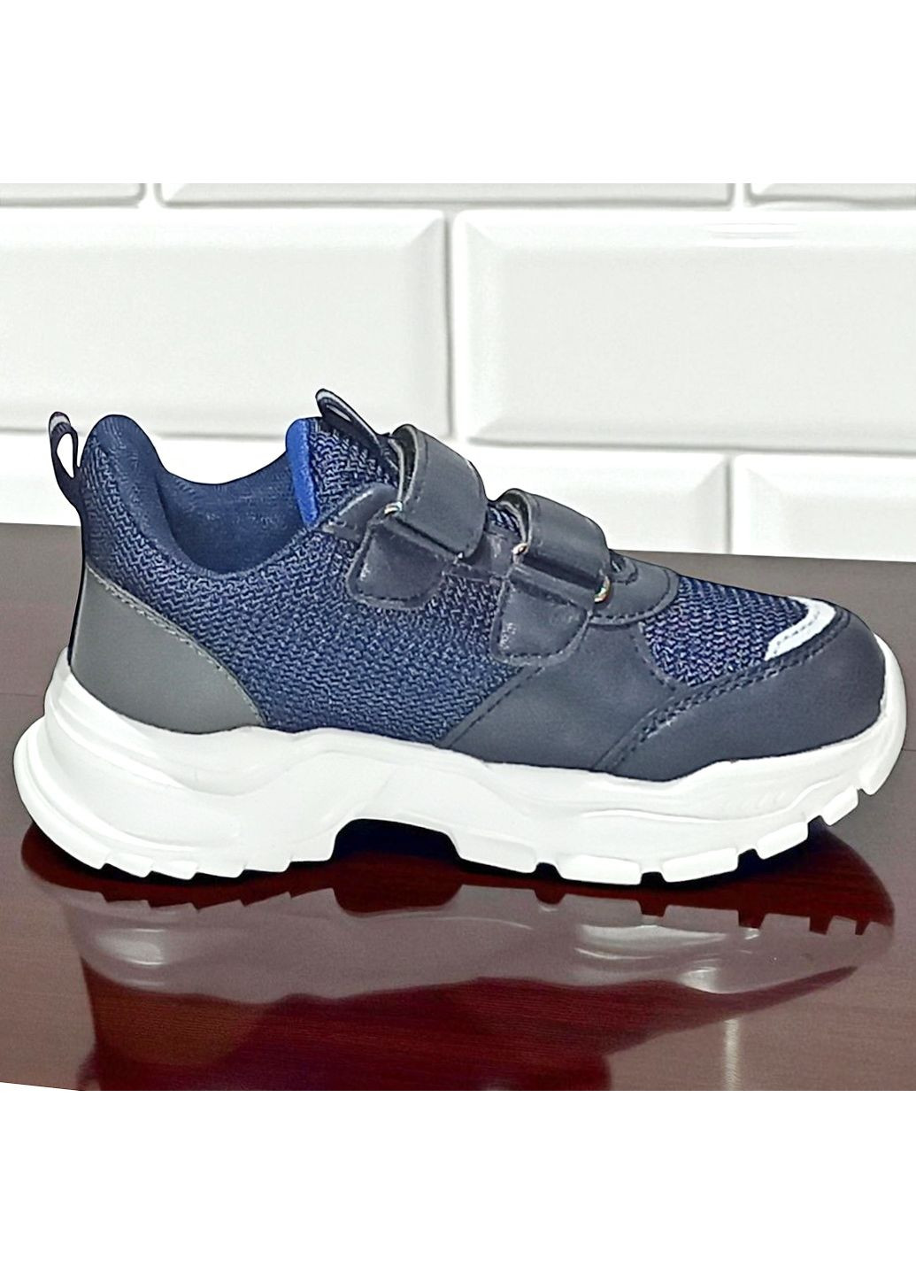 Синие демисезонные ортопедические текстильные кроссовки на липучках для мальчика Boyang