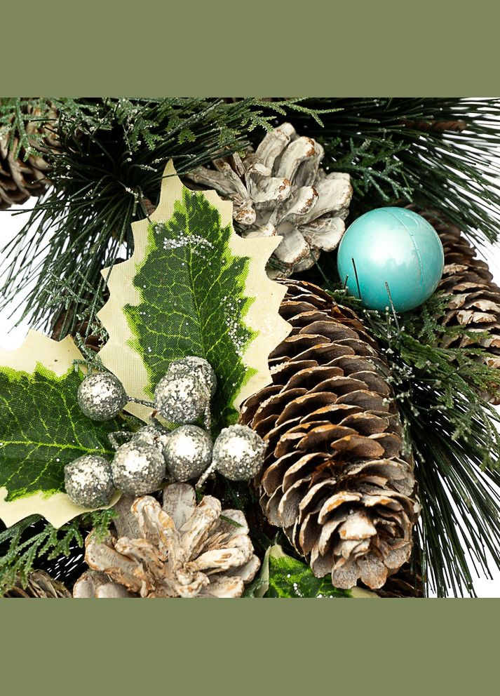 Новогодний венок с шишками и игрушками 30 см No Brand (314906053)