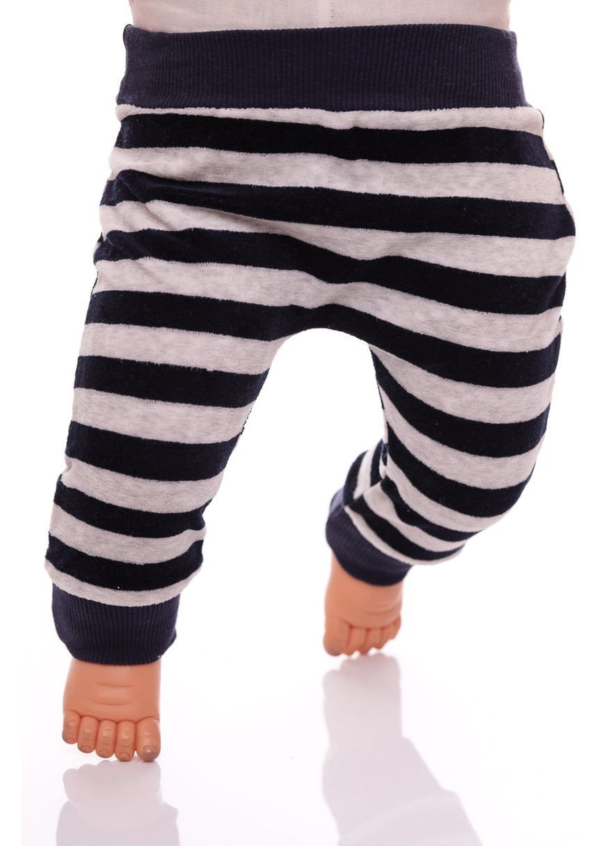 Синий зимний костюм с длинным рукавом для мальчика велюровый в полоску синий 74 см (26649) BABYKROHA