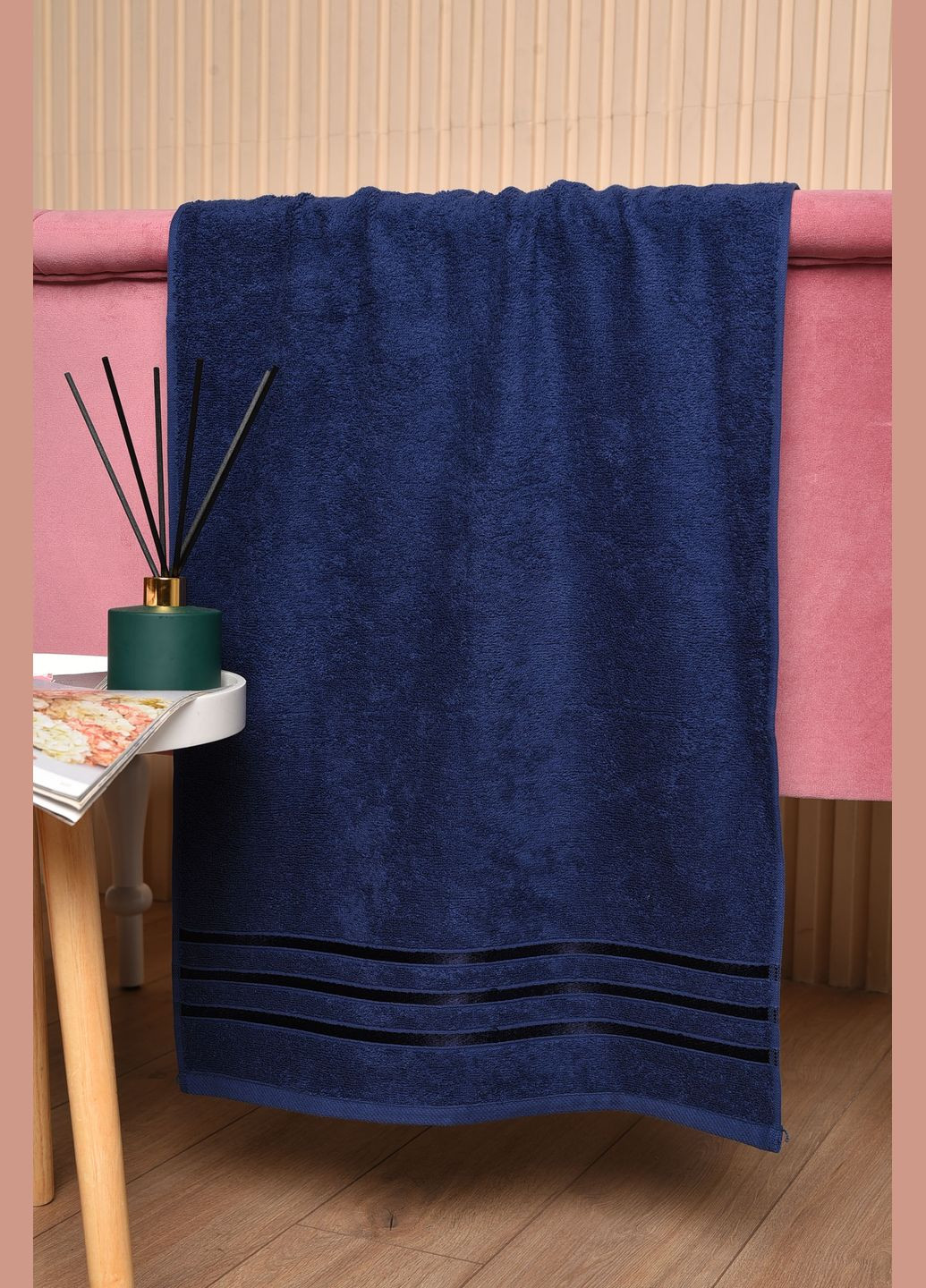Let's Shop полотенце для лица махровое темно-синего цвета однотонный темно-синий производство - Узбекистан