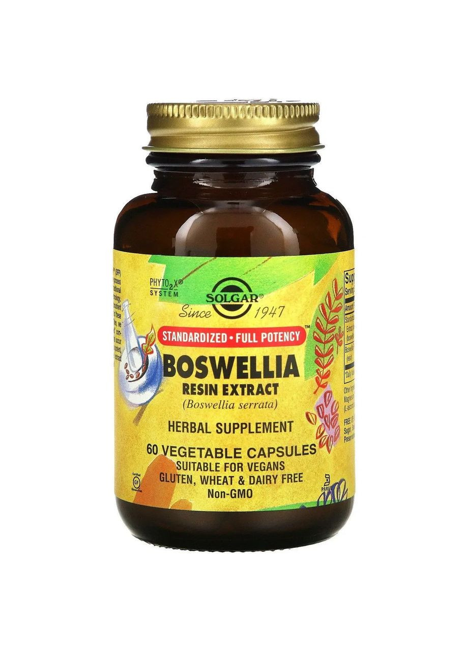 Екстракт смоли босвеллії (Boswellia Resin Extract) 60 вегетаріанських капсул Solgar (361118227)