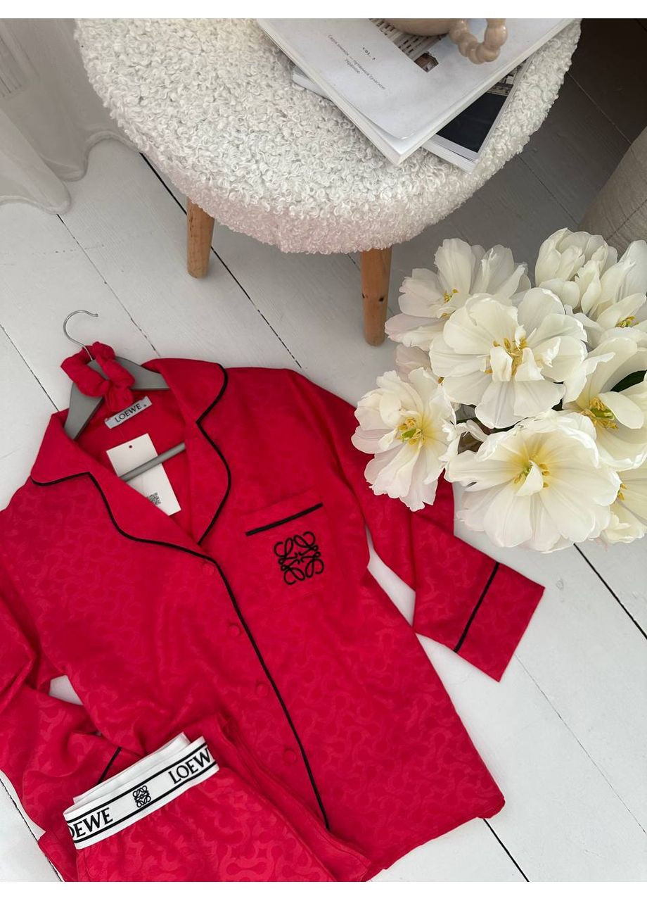 Красная всесезон женская пижама красный рубашка + брюки Vital-Textile 1274