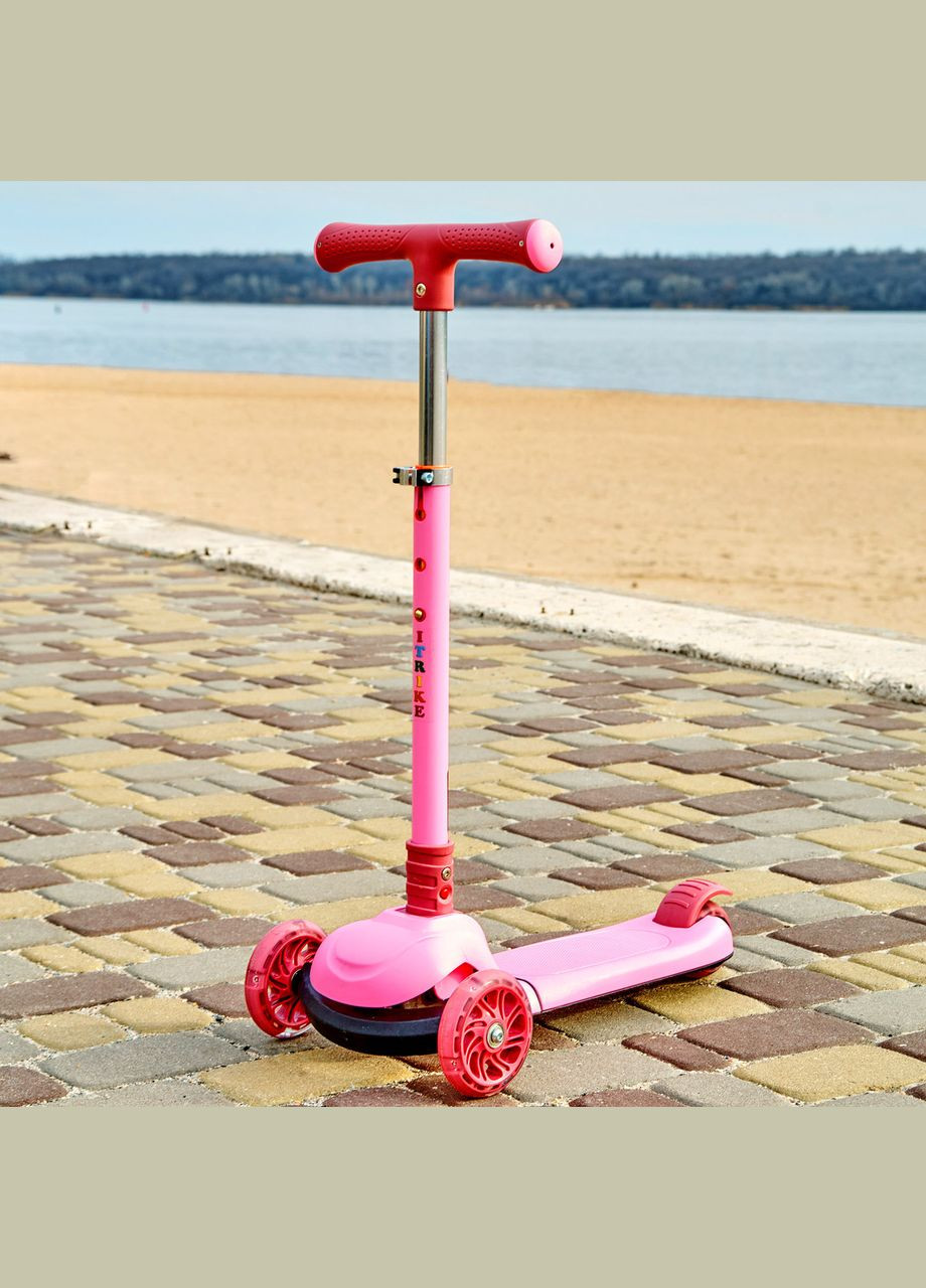 Детский складной трехколесный самокат 2579 со светящимися колесами iTrike (346530850)