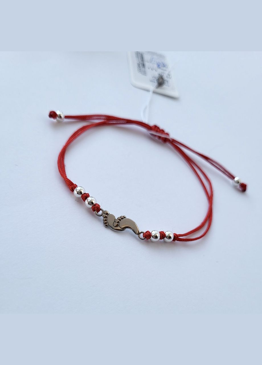 Срібний Червоний браслет без каменів Ніжки срібло 925 проби Родоване 75270 1.10г Nobrand (363969117)