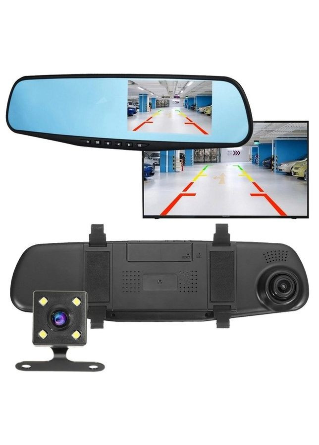 Видеорегистратор-зеркало автомобильный Blaсkbox DVR AK47 с камерой заднего вида No Brand (291162701)