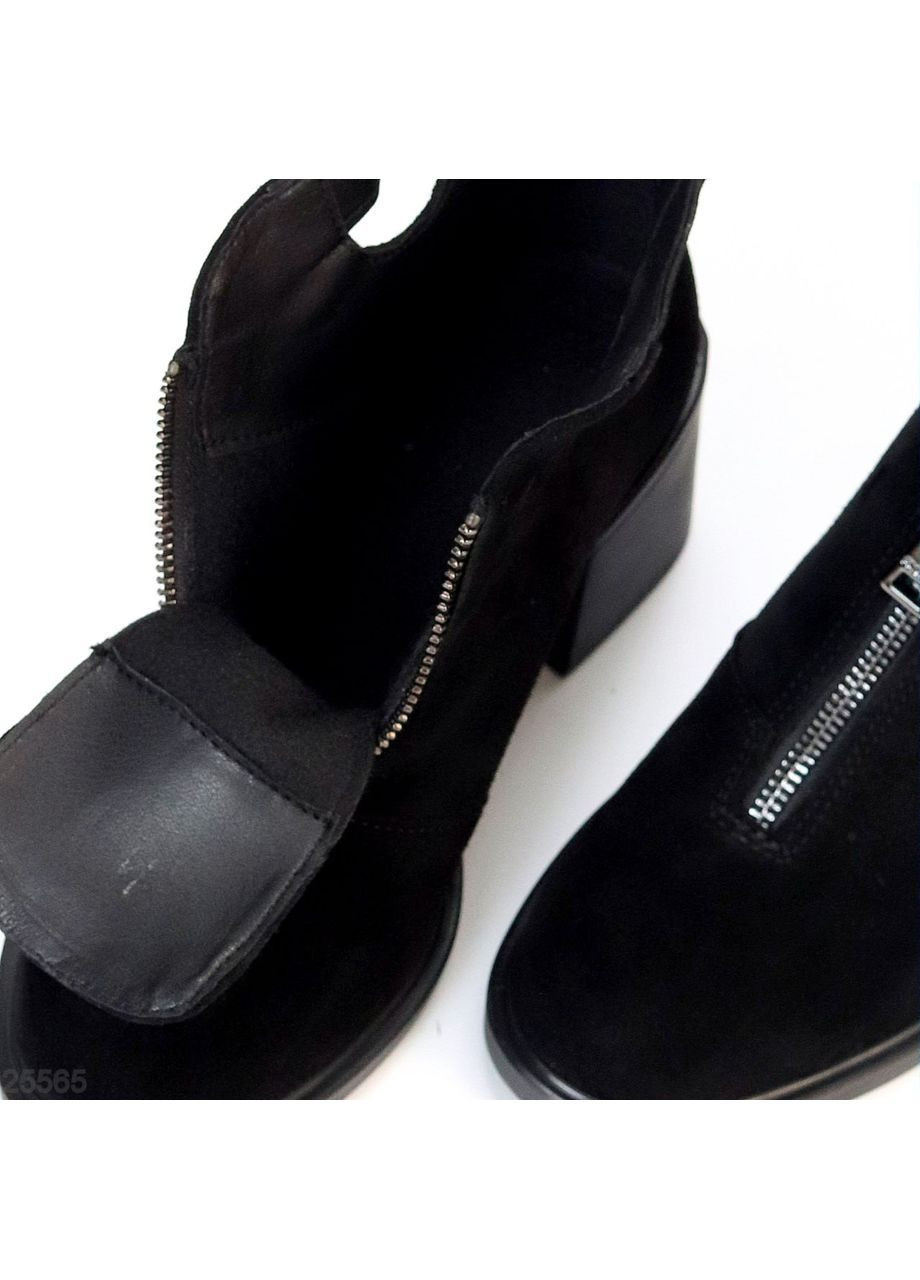 Чорні ботильйони демі, чорний замш No Brand