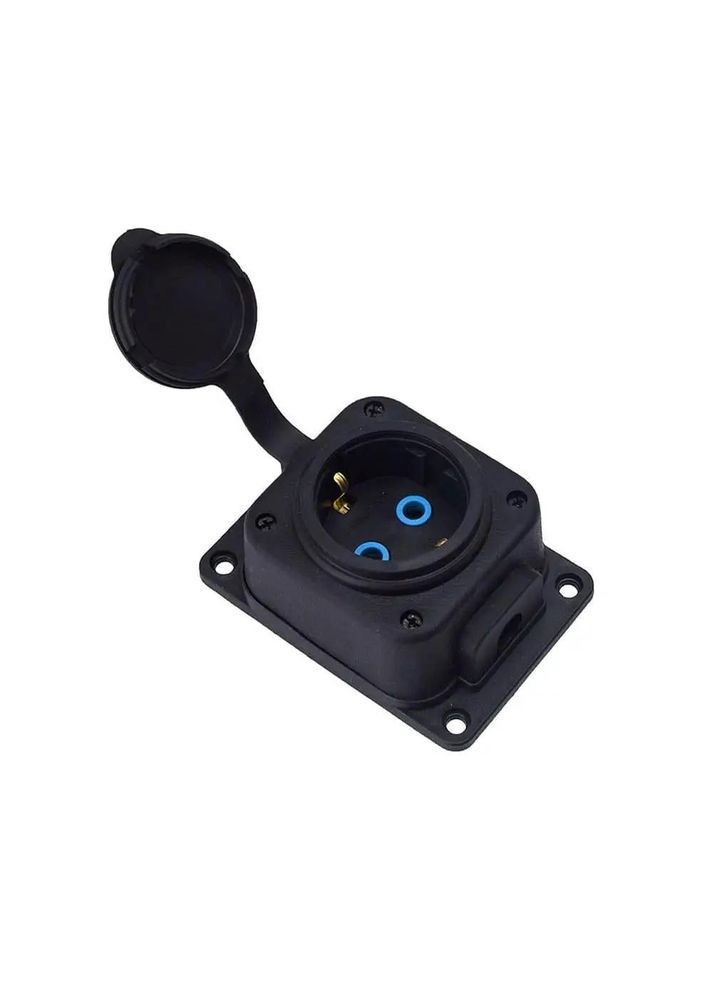 Розетка Horoz 16А 250В каучук, чорна з кришкою та заземленням Horoz Electric (336905537)