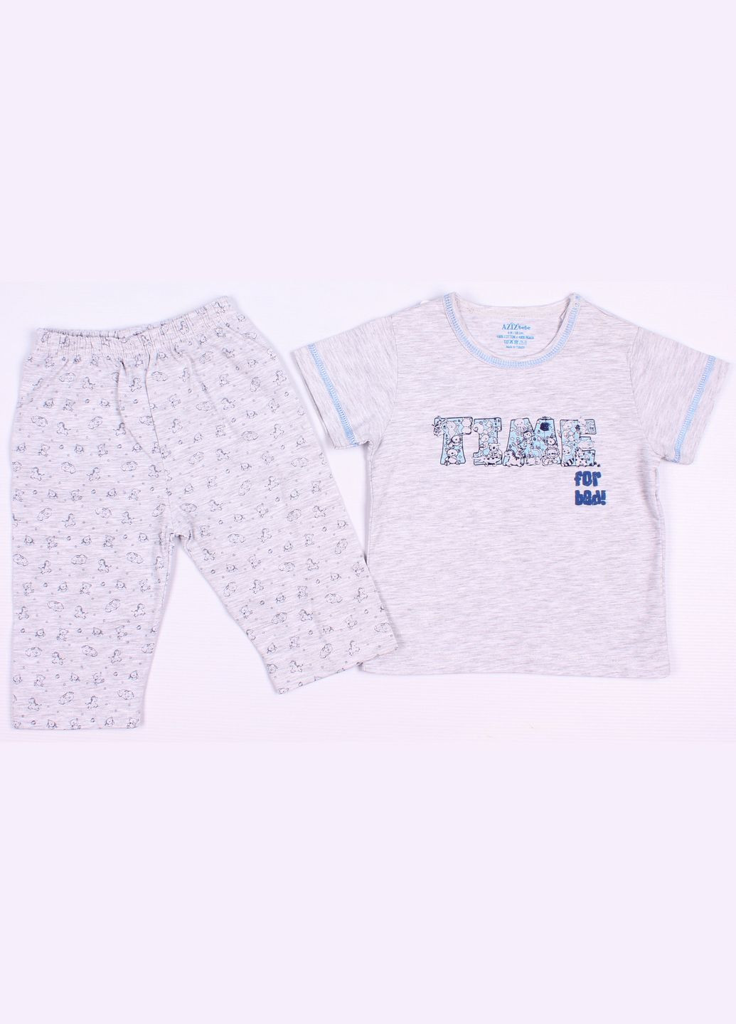 Серая пижама с коротким рукавом 009129 меланжевый Aziz Bebe