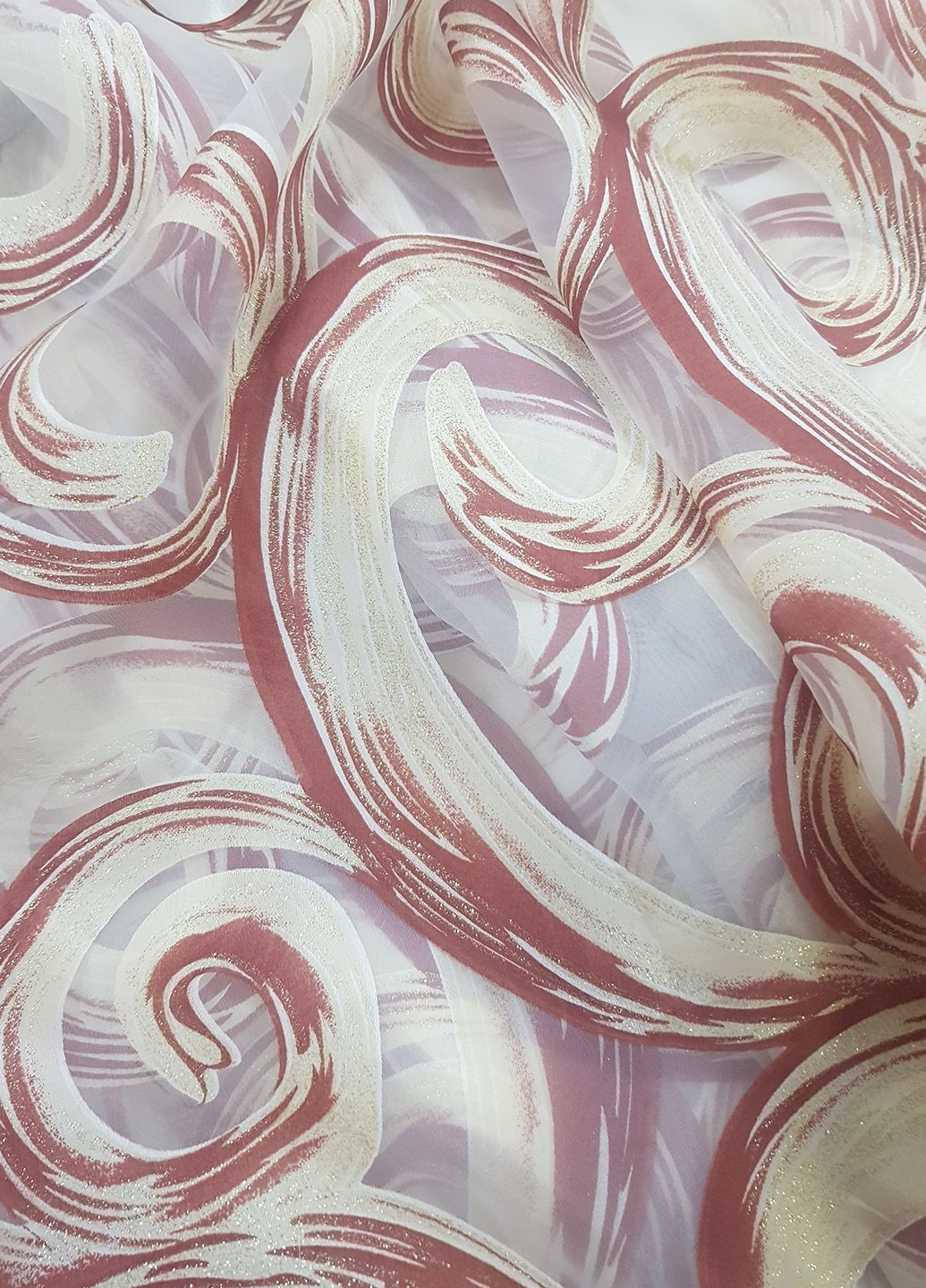 Комплект гардин до подоконника Завитки 200см молочный с терракотовым (73_2к) Firanka Venzel (364502897)