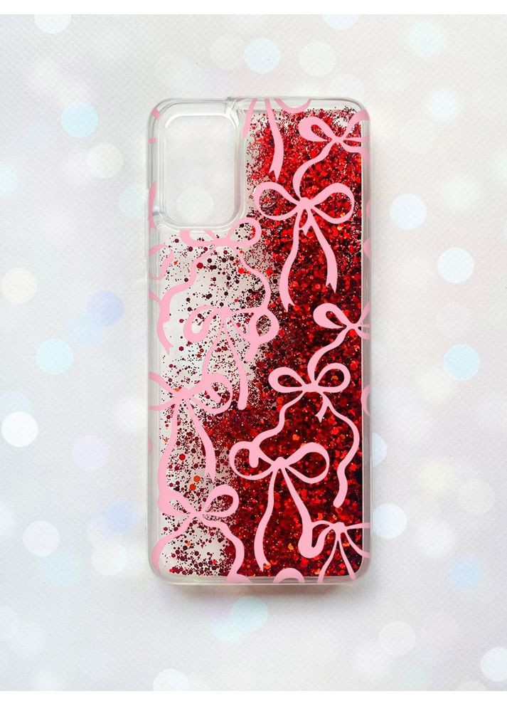 Чохол з плаваючими червоними блискітками на Samsung Galaxy A02s Бантики (принт 406) Creative (355408528)