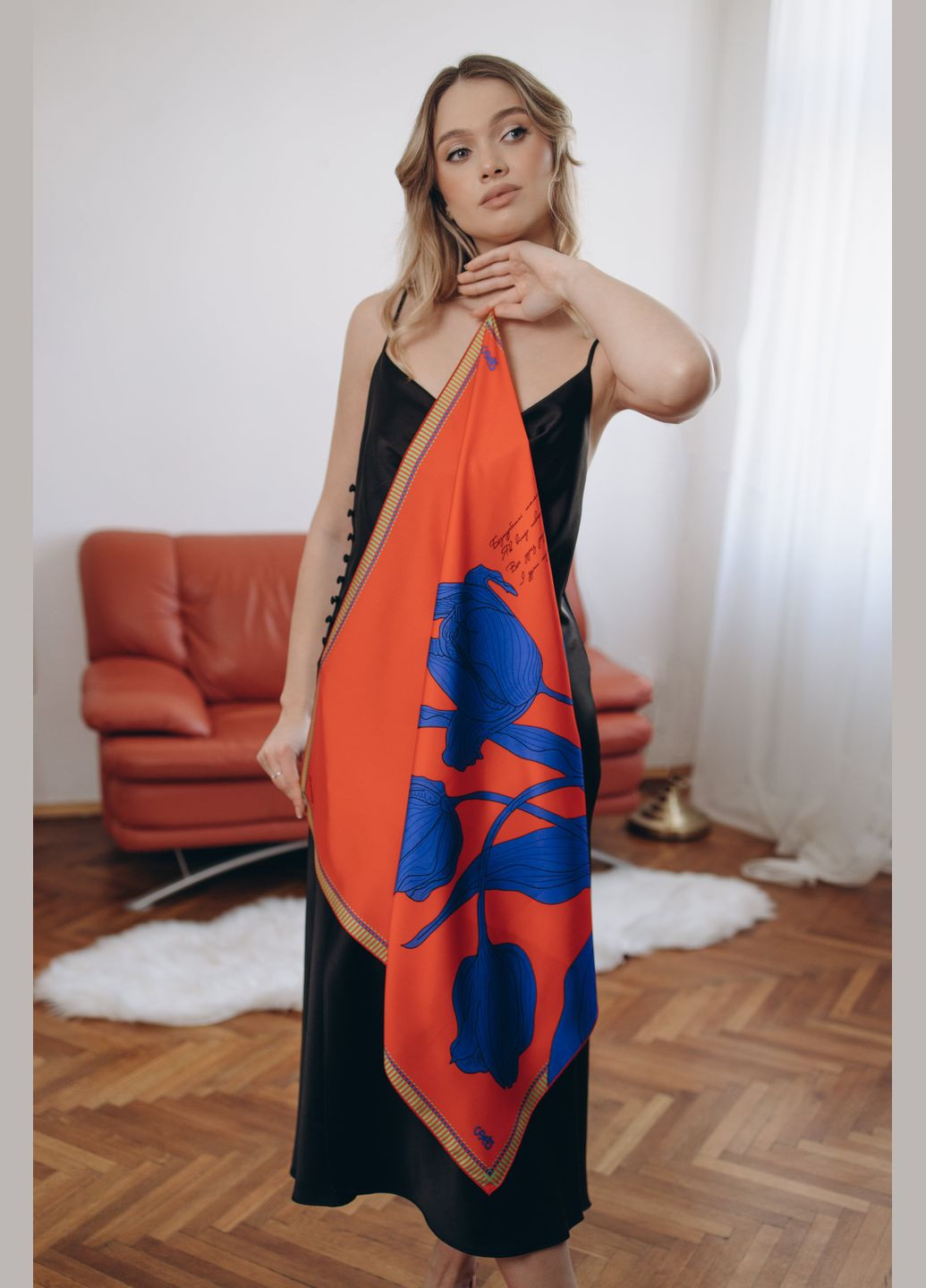 Шовкова хустка «Безтурботні тюльпани» 55х55 см різнокольоровий Shpalta (334016494)