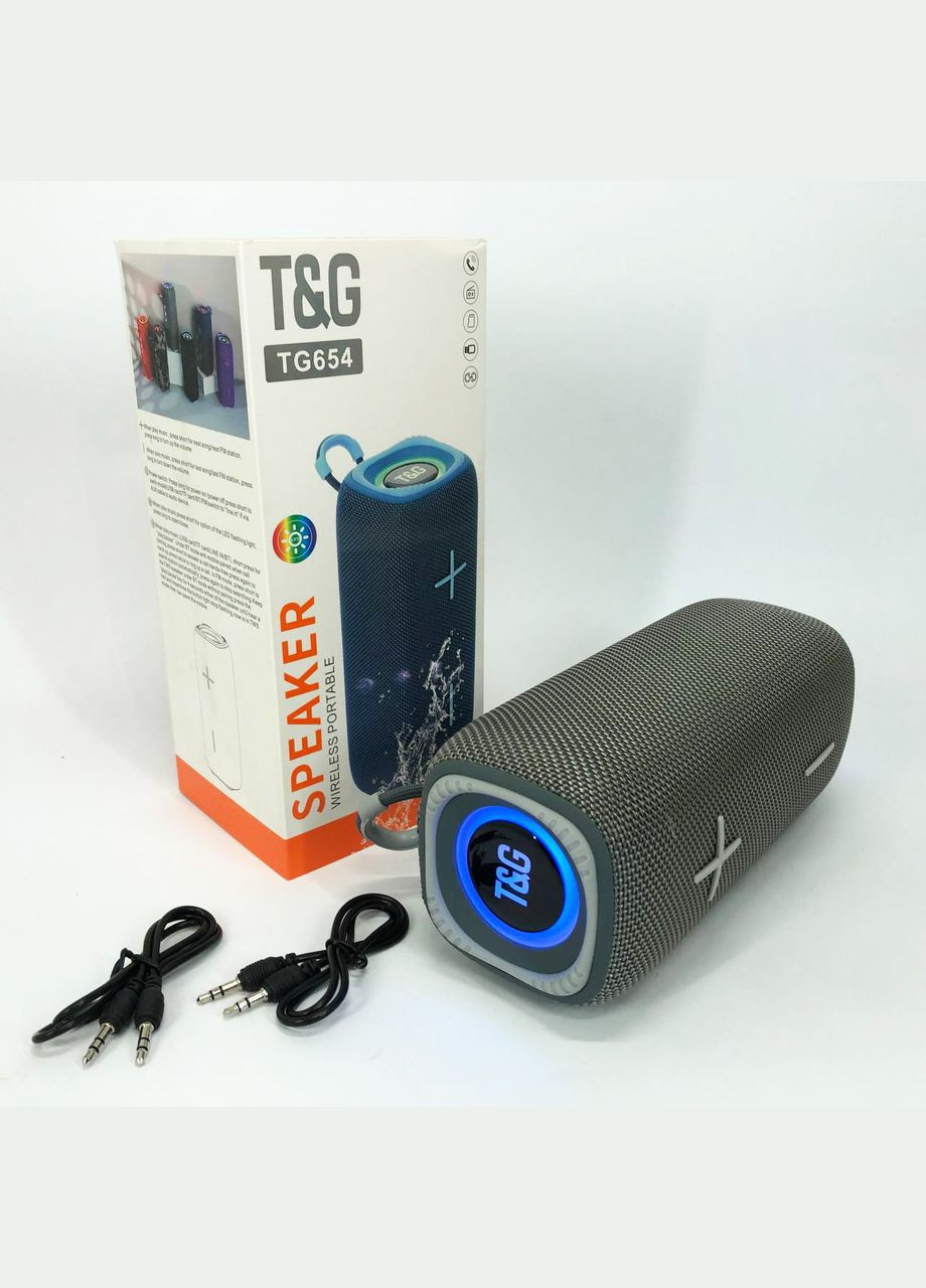 Портативна колонка Bluetooth TG654 8W з підсвічуванням, Бездротова колонка портативна потужна. Колір: сірий No Brand (359474446)