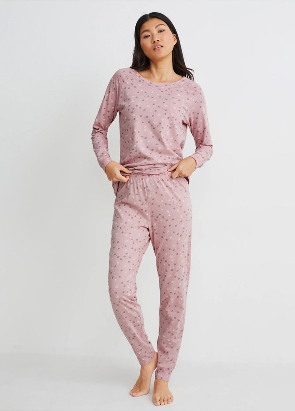 Розовая всесезон пижама (лонгслив + брюки) C&A
