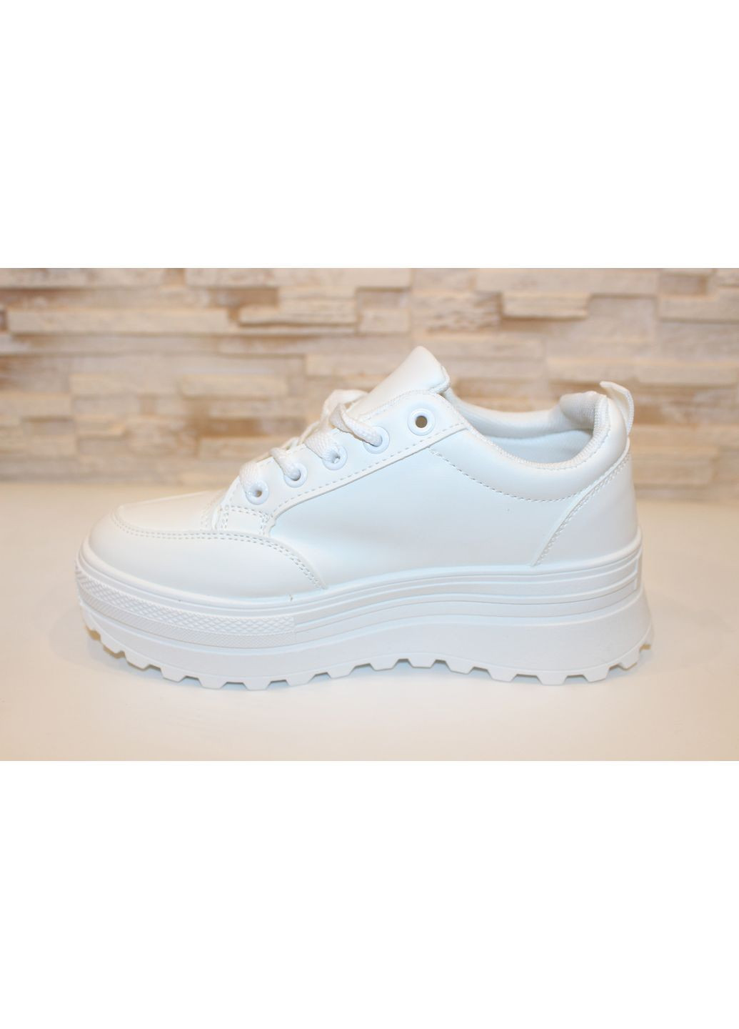 Кроссовки женские белые на шнуровке No Brand Кросівки жіночі белые демисезоны (370590478)