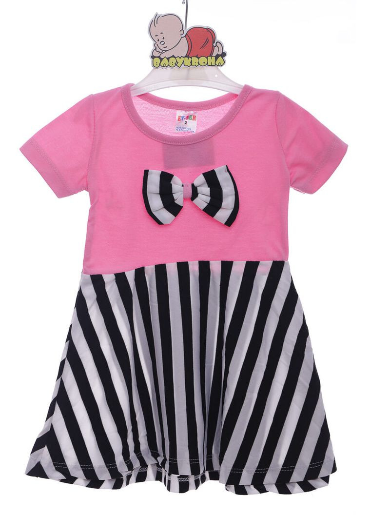 Розовое платье летнее трикотажное в полоску розовый 104 см (38431) BABYKROHA (323469539)