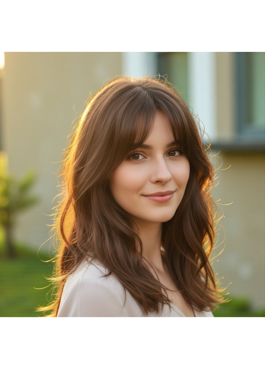 Челка-шторка из натуральноподобных волос,, Коричневый оттенок China (368831939)